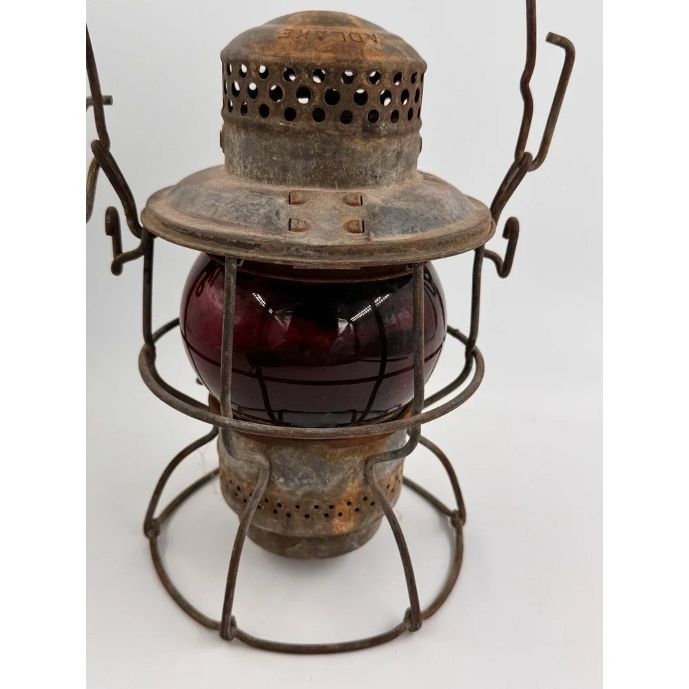Adlake Kero NYCS New York Central Railroad Lantern Red Globe Antique Kerosene